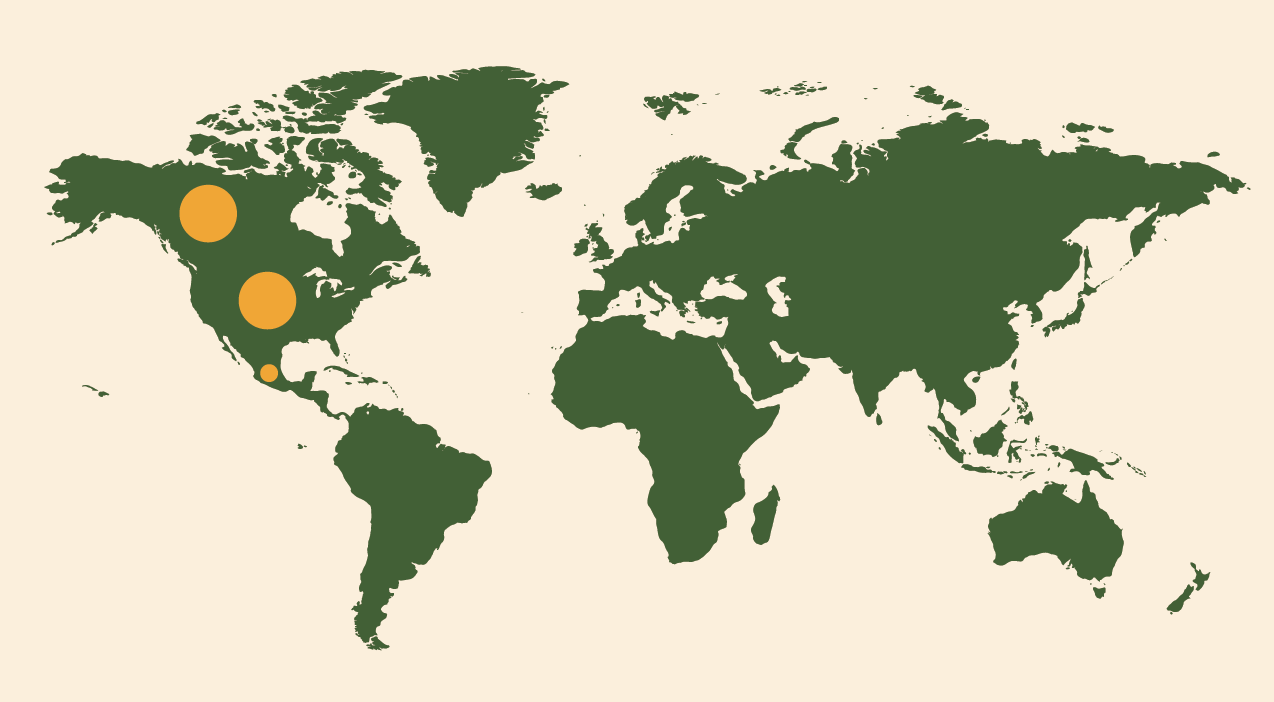 Mapa výskytu Skunk pruhovaný