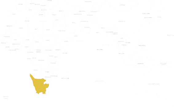 Mapa výskytu Surikata vlnkavá