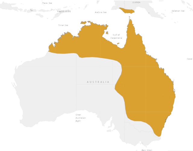 Mapa výskytu Rosnička austrálska