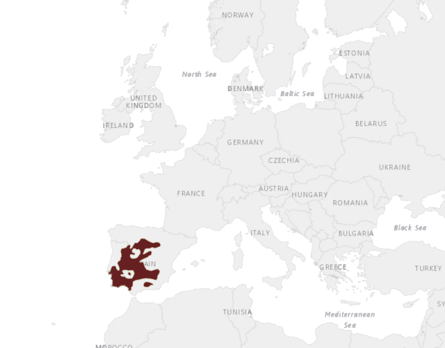 Mapa výskytu Modraňa strakovitá
